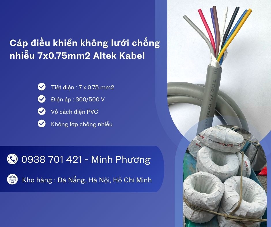 Cáp tín hiệu không lưới Altek Kabel 7x0.75mm2 kho tại Đà Nẵng, Hà Nội, HCM